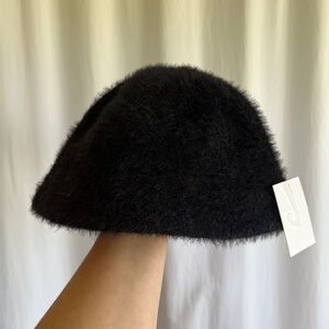NWT fuzzy black bucket hat